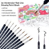 WXLAA 10pcs/Set Hook Line Pen Drawing Paint Brush for Watercolor and Oil Painting Wolf Hair Pens Detail Art Painting Tools