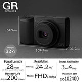 Ricoh GR III Digital Compact Camera, 24mp, 28mm F 2.8 Lens with Touch Screen LCD
