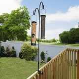 Gray Bunny GB-6858V Vertical Deck Hook, 2" Vertical Clamp, 360 Degree Rotation, 46" Tall Handrail Pole, Double Hook, for Bird Feeders, Birdhouses, Planters, Suet Baskets, Lanterns, Wind Chimes