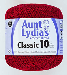 Coats Crochet Aunt Lydia's Crochet, Cotton Classic Size 10, Cardinal