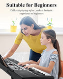 Eastar 54 Key Piano Keyboard, Keyboard Piano for Beginner/Professional, Portable Electronic Keyboard with Piano Stand, Bench, Music Stand, Headphone, Power Adapter and Note Stickers, Black, Ek-54A