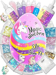 Laevo Surprise Unicorn Slime Kit for Girls - All-Inclusive DIY Slime Making Kits with 5 Secrets - Includes Glue, Activator and Magic Add ins - Butter or Cloud or Glitter or Stardust Slime