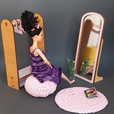 Wooden wardrobe for doll – scale 1:6 doll clothes rack, mirror for doll house