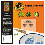 Gorilla Super Glue Gel, Four 3 Gram Tubes (Pack of 10)