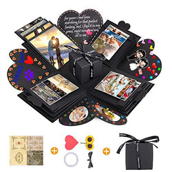 Creative Explosion Gift Box, DIY aHandmade Photo Album Scrapbooking Gift Box and Surprise Box as Birthday Party, Valentine's Day, Mother's Day & Wedding (Black)
