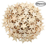 500 Pieces Star Shape Unfinished Wood Pieces, Blank Wood Pieces Wooden Cutouts Ornaments for Craft Project and Decoration (2 Inch)