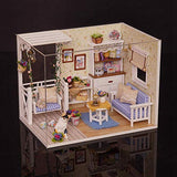 Yinuoday Dollhouse Miniature Kit with Furniture, DIY Wooden Dollhouse with LED DIY Mini Doll House Plus Dust Proof and Music Movement DIY House Kit for Adults and Teens