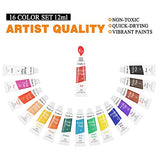 Shuttle Art Acrylic Paint Set, 16 x12ml Tubes Artist Quality Non Toxic Rich Pigments Colors Great for Kids Adults Professional Painting on Canvas Wood Clay Fabric Ceramic Crafts