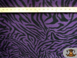 1 X Fleece Fabric Printed Animal Print *Purple Zebra* Fabric By the Yard