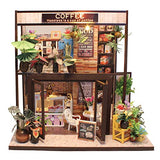 GuDoQi DIY Miniature Dollhouse Kit, Mini Dollhouse with Furniture and Music, Tiny House Building Kit, DIY Miniature Kits to Build, Time of Coffee