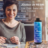 JDiction UV Resin, 500g Upgrade Ultraviolet Epoxy Resin Super Crystal Clear Hard Glue Solar Cure Sunlight Activated Resin Kit for Handmade Jewelry, DIY Craft Decoration, Casting and Coating