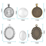 Accmor 10 Pieces Round Pendant Trays & 10 Pieces Flower Circle Pendant Trays with 20 Pieces Glass