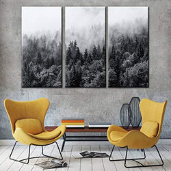 TUMOVO Misty Forests of Evergreen coniferous Trees in an Ethereal Pictures Modern Large Nature Canvas Wall Art Contemporary Sunrise Foggy Woods Landscape for Kitchen Office Home Decoration(40''x60'')