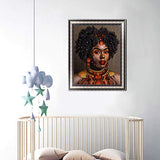 5D DIY Diamond Painting Full Drill, feilin African Woman DIY Embroidery Rhinestone Painting Cross Stitch Drill Wall Decoration Paintings Mosaic Home Decor 11.8x15.7inch