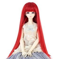 Miss U Hair Long Straight Hair 9-10 Inch 1/3 BJD MSD DOD Pullip Dollfie Doll Wig Not for Human (Red)