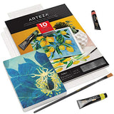 Arteza Watercolor Paper Foldable Canvas Pad, 100% Cotton Pulp, Folded Size 5x6.6 Inches, 10 Sheets, DIY Frame, 140 lb, 300 GSM, Acid-Free, Art Supplies for Painting & Mixed Media Art