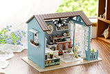 Flever Dollhouse Miniature DIY House Kit Creative Room with Furniture for Romantic Gift (Forest Time Plus Dust Proof Cover)