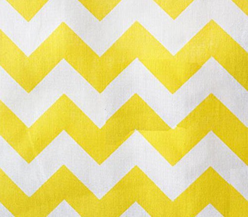 Polycotton Fabric Printed Large Chevron YELLOW WHITE / 60" Wide / Sold by the Yard