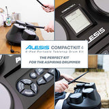 Alesis Compact Kit 4 | Portable 4-Pad Tabletop Electronic Drum Kit with Velocity-Sensitive Drum Pads, 70 Drum Sounds, Coaching Feature, Game Functions, Battery- or AC-Power and Drum Sticks Included