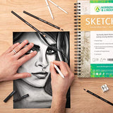 Norberg & Linden Sketch Pad 2 Pack - 9x12" Premium Heavyweight Paper for Artwork - Ideal Texture for Dry Media - Erasable & Anti-Smudge, Spiral Bound Detachable Pages - Cold-Pressed, 89g, 200 Sheets