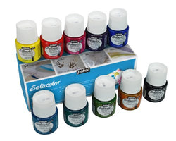 Pebeo Setacolor Light Fabrics Paint Set, Cardboard Box of 10 Assorted 45-Milliliter Jars
