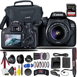 Canon EOS 4000D / Rebel T100 DSLR Camera with 18-55mm Lens + Sandisk Extreme Pro 64GB Card + Creative Filters + EOS Camera Bag + 6AVE Cleaning Set, More (International Model) (Renewed)