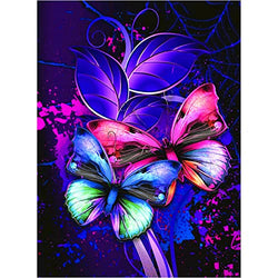 AIRDEA Diamond Painting Kits for Adults Beginners 5D Round Full Drill Butterfly Diamond Art Kits Butterflies Diamond Painting Kits Purple Picture Art Gem Painting for Home Wall Decor 11.8x15.7 inch