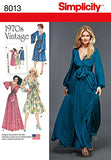 Simplicity 8013 1970's Vintage Fashion Dress Sewing Patterns, Sizes 14-22