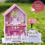 Spilay DIY Miniature Dollhouse Wooden Furniture Kit,Handmade Mini Modern Model Plus with LED & Music Box ,1:24 Scale Creative Doll House Toys for Children Girl Gift(Pink Cherry Blossom)