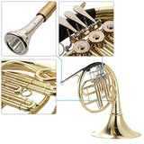 ammoon French Horn B/BB Flat 3 Key Brass Gold Lacquer Single-Row Split Wind Instrument with Cupronickel Mouthpiece Case, Barbell 1