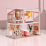 piberagi Doll House Miniature Dollhouse Kit DIY Wooden Dollhouse Accessories with Furniture Set Toy Plus Dust Proof Cover for Kids Teens Adults (QL003)
