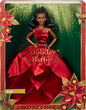 Barbie Signature 2022 Holiday Barbie Doll (Dark-Brown Wavy Hair) with Doll Stand, Collectible Gift for Kids Ages 6 Years Old and Up
