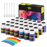 Magicfly 32 PCs Acrylic Pouring Paint Kit and Magicfly 28 Colors Mica Powder Bundle