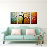 Wieco Art 3-Piece Lucky Tree Stretched and Framed Hand Painted Modern Canvas Wall Art Set