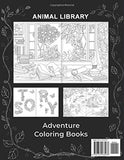 Journey to the Animal Library Adult Coloring Book: Stress Relief, Relaxation, and Mindfulness in a World of Flowers, Patterns, Gardens, and Book Loving Animals (Artist Designed)