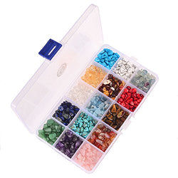 PLTbeads Natural Chips Stone Irregular 7-8mm Gemstone Beads 15 Multicolor With Box Set Value Pack