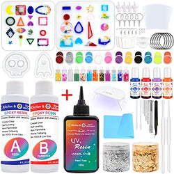 JDiction & Steve McDonald Epoxy Resin and UV Resin Bundle Kit, 16OZ Crystal Clear Epoxy Resin and 100g UV Resin Kit with Light, Resin Starter Kit for Jewelry Making and Casting