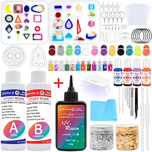 Jdiction UV Resin Kit With Light, Super Crystal Clear Hard Resin