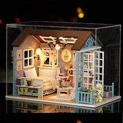 DIY Miniature Dollhouse Kit Realistic Mini 3D Wooden Mini Doll House Room with Furniture LED Lights Christmas Decoration Birthday Gift for Kids Teens Adults (Forest time)