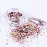 VOLODIA 8 Boxes / Set Holographic Nail Glitter Mermaid Powder Flakes Shiny Charms Hexagon Nail Art Pigment Dust Decoration Manicure