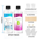 SCENSAFE Deep Pour Epoxy Resin-Fast Set Epoxy, Fast Cures Crystal Clear UV Epoxy Resin Kit for Tumblers, Crafts, Jewelry Tumbler, Epoxy Resin Deep Pour with Measuring Cups, Gloves and Wooden Sticks