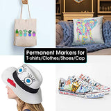Fabric Markers Permanent for Clothes: YYSHUS 24 Colors Fabric Markers Fabric Pens Fabric Paint for Clothes, Fine Point Pen Washable Markers for Tote Bag, Shoe Bag, White t shirt, Canvas, Pillow