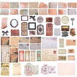 104 Pieces Vintage Scrapbook Paper Stickers Aged Paper Stickers Antique Looking Paper Classic Old Parchment Paper Include Sticker Paper Tag Envelope Hemp Rope for DIY Scrapbook Retro Crafts Supplies