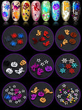 6 Boxes Halloween Nail Art Glitter Sequins, Spider Pumpkin Skull Bat Ghost Witch Shape Holographic Laser Confetti Glitter for DIY Nail Art Decoration Makeup Resin Mold DIY