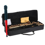 Taruor Brass Straight Soprano Sax Saxophone, Bb B Flat Woodwind Instrument Natural Shell Key Carve Pattern with Carrying Case Gloves Cleaning Cloth Straps Cleaning Rod