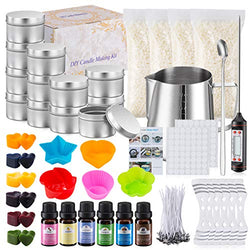 Complete Candle Making Kit, DIY Candle Making Kit for Adults, Candle Making Supplies Kit Including Beeswax, Wicks, Rich Scents, Dyes, Melting Pot, Tins