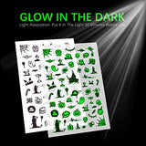 TailaiMei 10 Sheets Glow in The Dark Halloween Nail Stickers, Fluorescent Design Nail Decals, Self-Adhesive DIY Nail Art Tips for Women Manicure