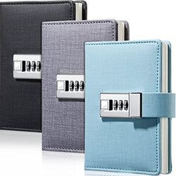 3 Pack Lock Journal Notebook A7 Lined Notebook Secret Journal Diary with Combination Lock Pocket Journals with Locks Writing Travel Notebook for Women Men