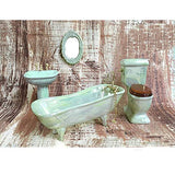 BESTLEE Dollhouse Furniture Miniature Bathroom Accessories Set 4PCS-1:12 Scale (Light Green)