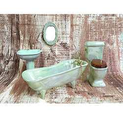 BESTLEE Dollhouse Furniture Miniature Bathroom Accessories Set 4PCS-1:12 Scale (Light Green)